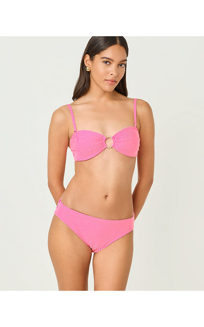 KATARA BANDEAU TOP, CHERRY BLOSSOM PINK SEERSUCKER STRIPE