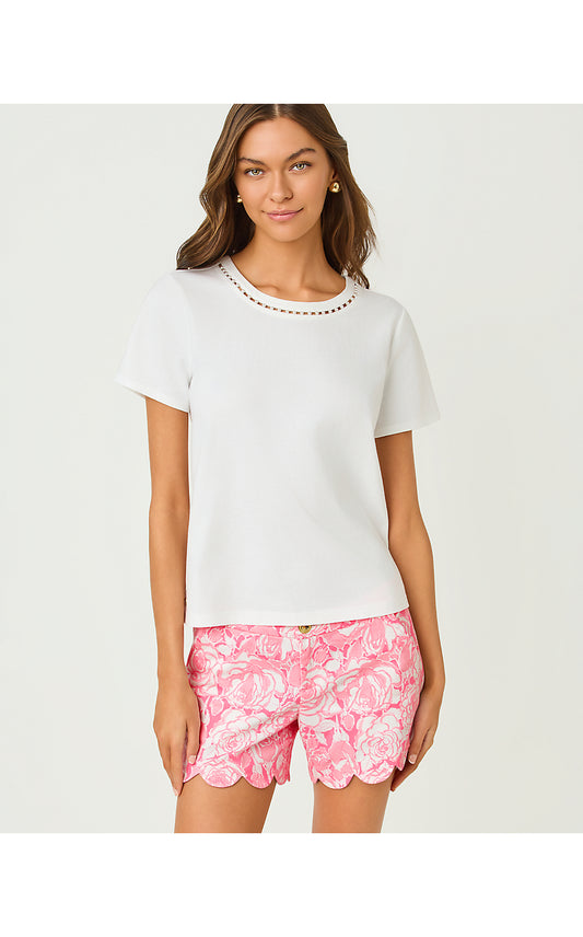 CLAIRMONT PEARL KNIT TOP, RESORT WHITE