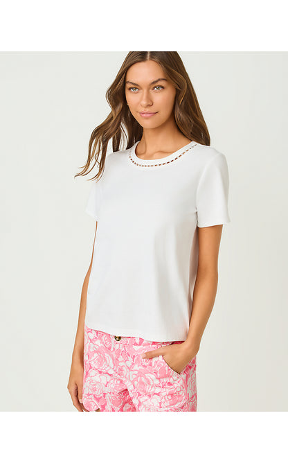CLAIRMONT PEARL KNIT TOP, RESORT WHITE
