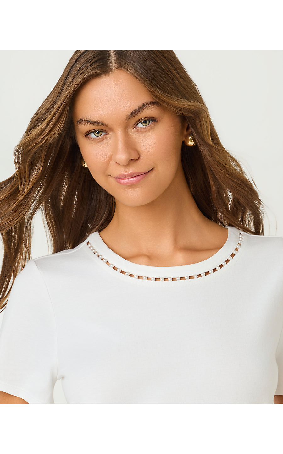 CLAIRMONT PEARL KNIT TOP, RESORT WHITE
