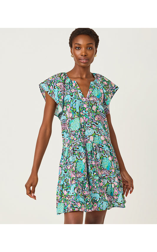NORELLA LINEN DRESS, MULTI ROYAL ZOO