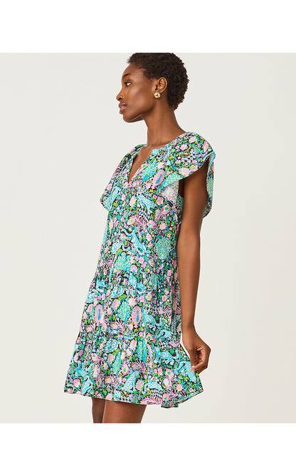 NORELLA LINEN DRESS, MULTI ROYAL ZOO