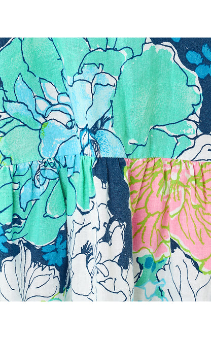 NORELLA LINEN DRESS, STARLIGHT NAVY TENNESSEES HIBISCUS