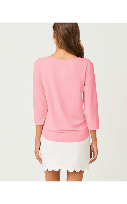 KEY WEST 3/4 SLEEVE TOP, CONCH SHELL PINK