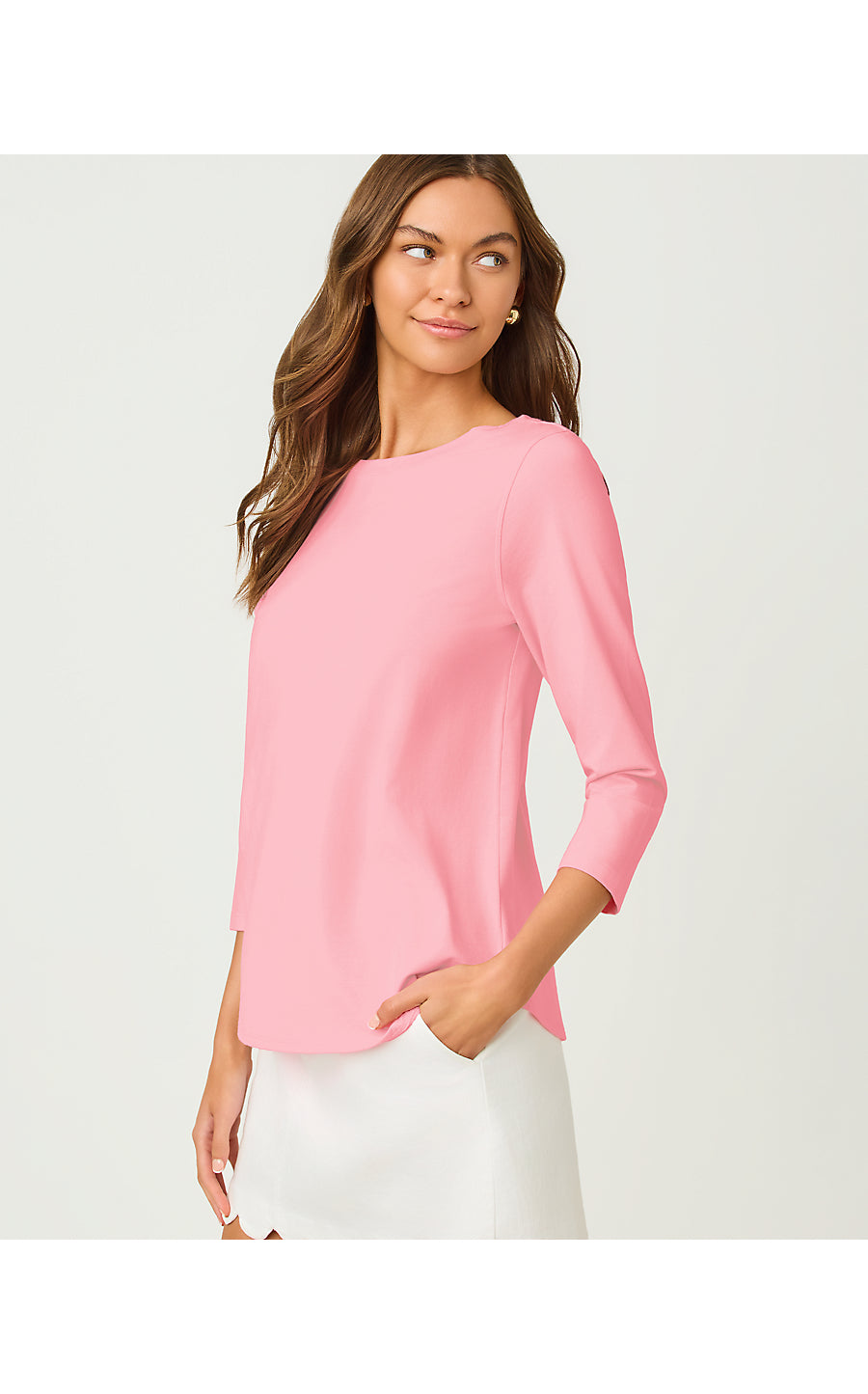 KEY WEST 3/4 SLEEVE TOP, CONCH SHELL PINK