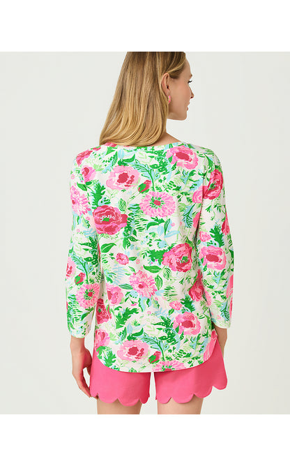 KEY WEST 3/4 SLEEVE TOP, MULTI POPPY PARTY