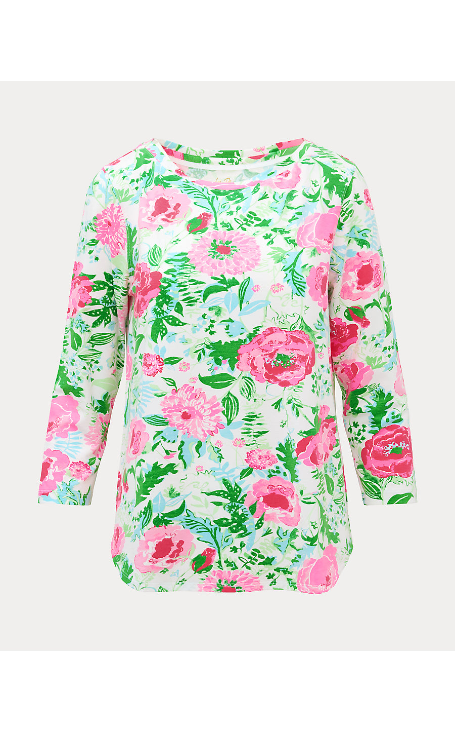 KEY WEST 3/4 SLEEVE TOP, MULTI POPPY PARTY