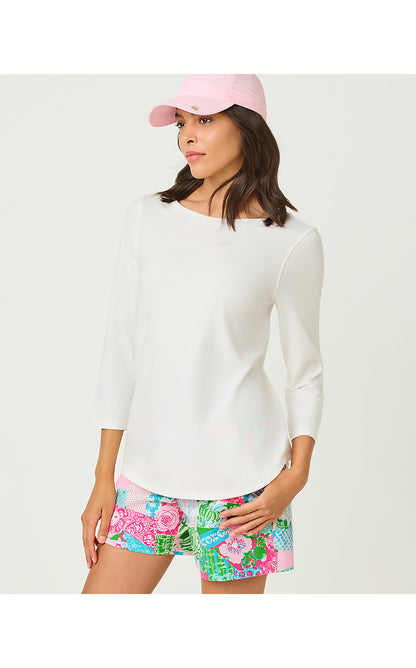 KEY WEST 3/4 SLEEVE TOP, RESORT WHITE