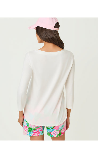 KEY WEST 3/4 SLEEVE TOP, RESORT WHITE