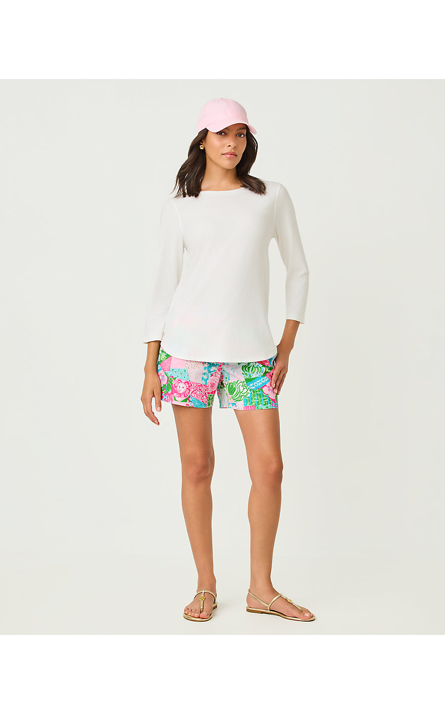 KEY WEST 3/4 SLEEVE TOP, RESORT WHITE