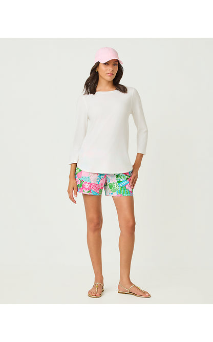 KEY WEST 3/4 SLEEVE TOP, RESORT WHITE
