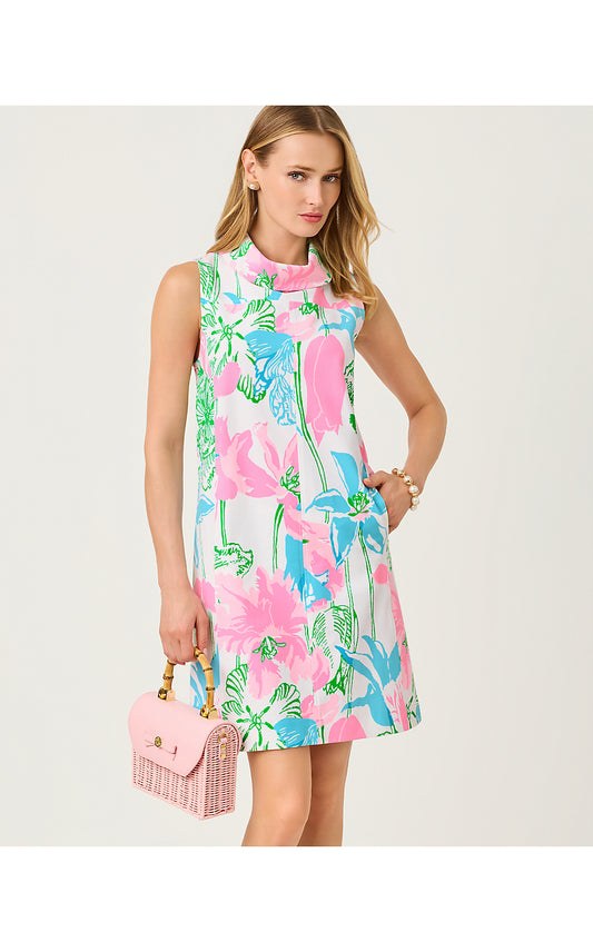 PAYSON DRESS, RESORT WHITE OVERSIZED VINEY LINEY