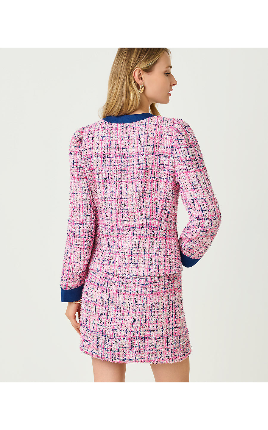 GREIGHLEE BOUCLE JACKET, CONFETTI PINK EYELASH TEXTURE BOUCLE
