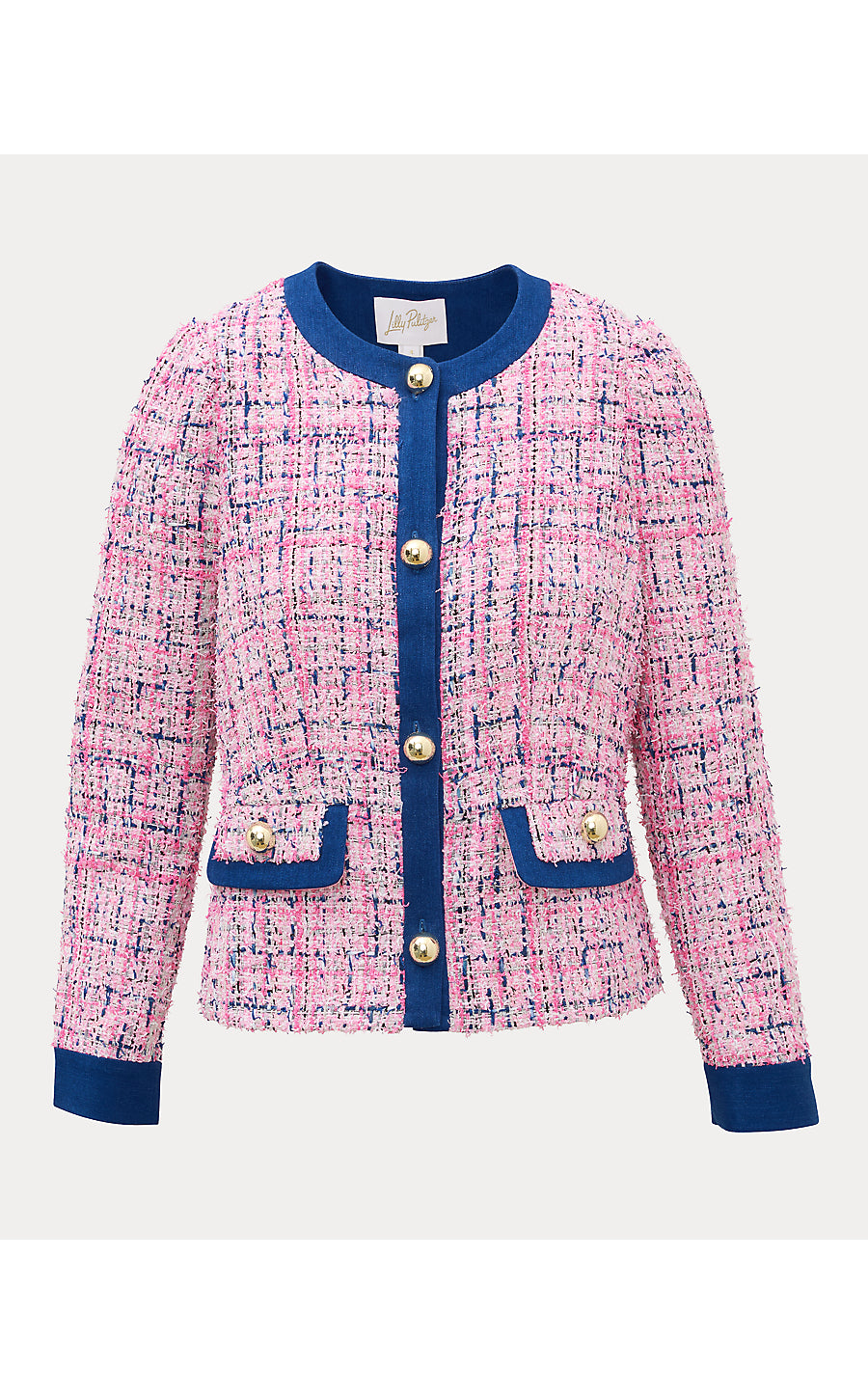 GREIGHLEE BOUCLE JACKET, CONFETTI PINK EYELASH TEXTURE BOUCLE