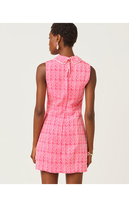 TWILA SKIRTED ROMPER, CHERRY BLOSSOM PINK BLURRED LINES BOUCLE