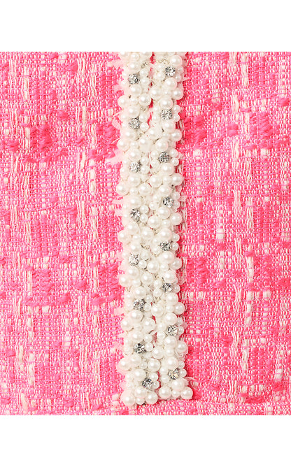 TWILA SKIRTED ROMPER, CHERRY BLOSSOM PINK BLURRED LINES BOUCLE