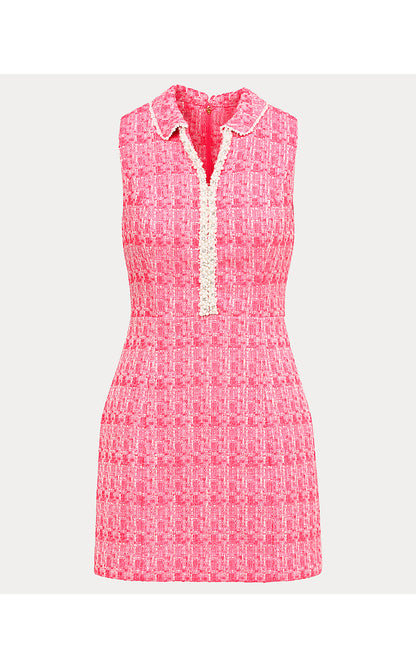 TWILA SKIRTED ROMPER, CHERRY BLOSSOM PINK BLURRED LINES BOUCLE