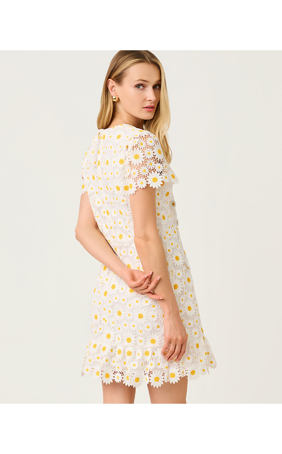 PEYTON SKIRTED ROMPER, RESORT WHITE FRESH AS A DAISY LACE