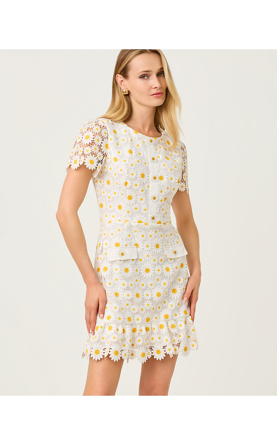 PEYTON SKIRTED ROMPER, RESORT WHITE FRESH AS A DAISY LACE