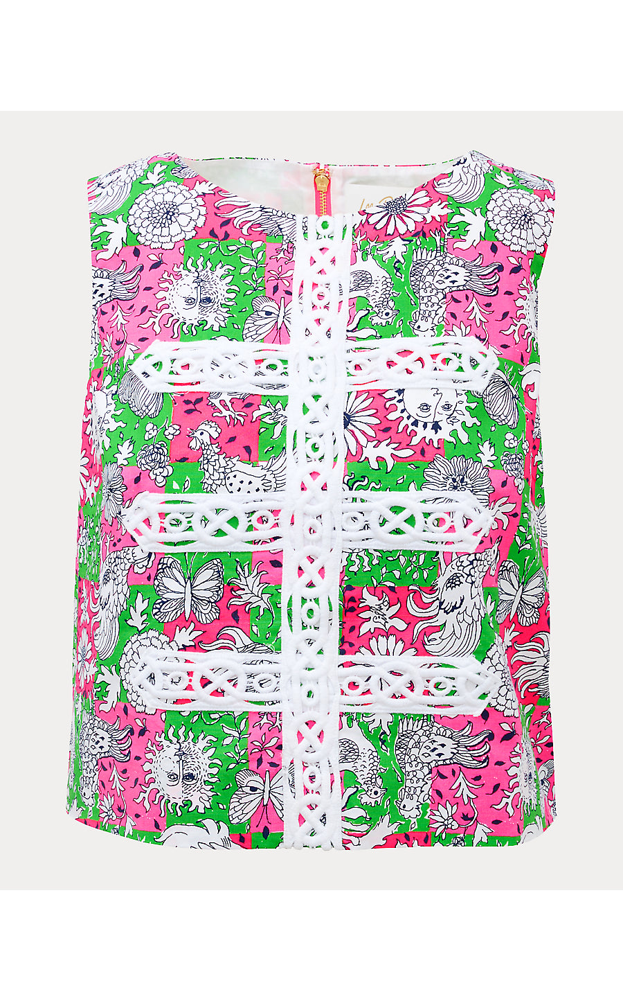 ANNALEESE SLEEVELESS CROP, CHERRY BLOSSOM PINK LIL CHICKEN CHECK