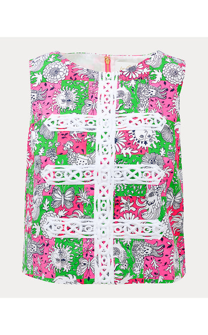 ANNALEESE SLEEVELESS CROP, CHERRY BLOSSOM PINK LIL CHICKEN CHECK