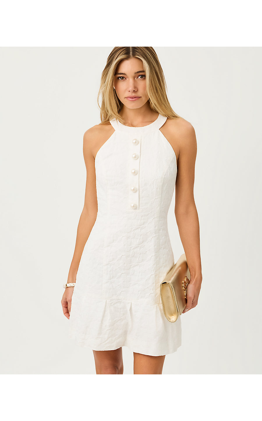 DRUSILLA SKIRTED ROMPER, RESORT WHITE FLORAL JACQUARD
