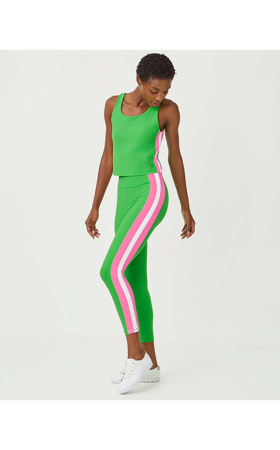 WEEKENDER HIGH RISE MIDI, PUTTING GREEN COLORBLOCK STRIPE