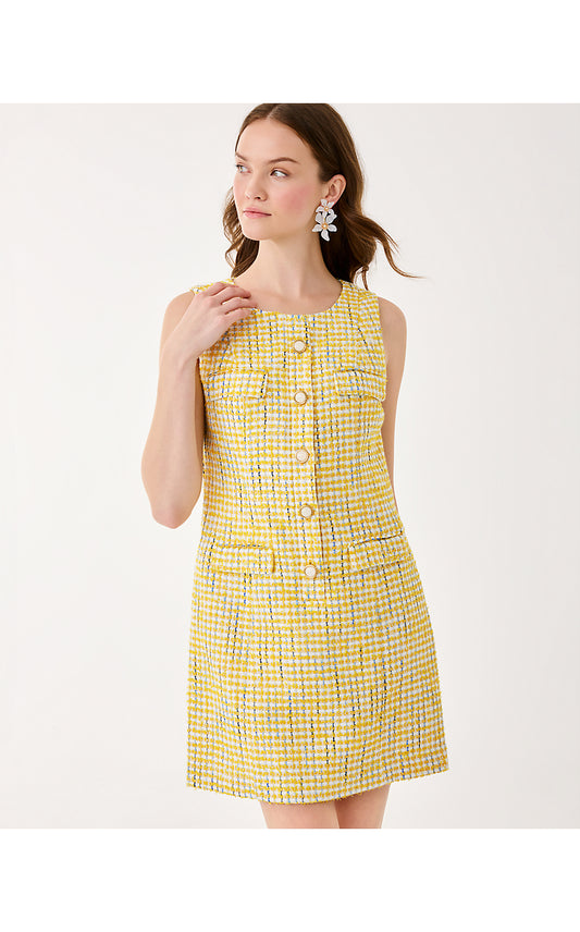 BINDY SHIFT ROMPER, LIMONCELLO SPACEDYE STRIPE BOUCLE