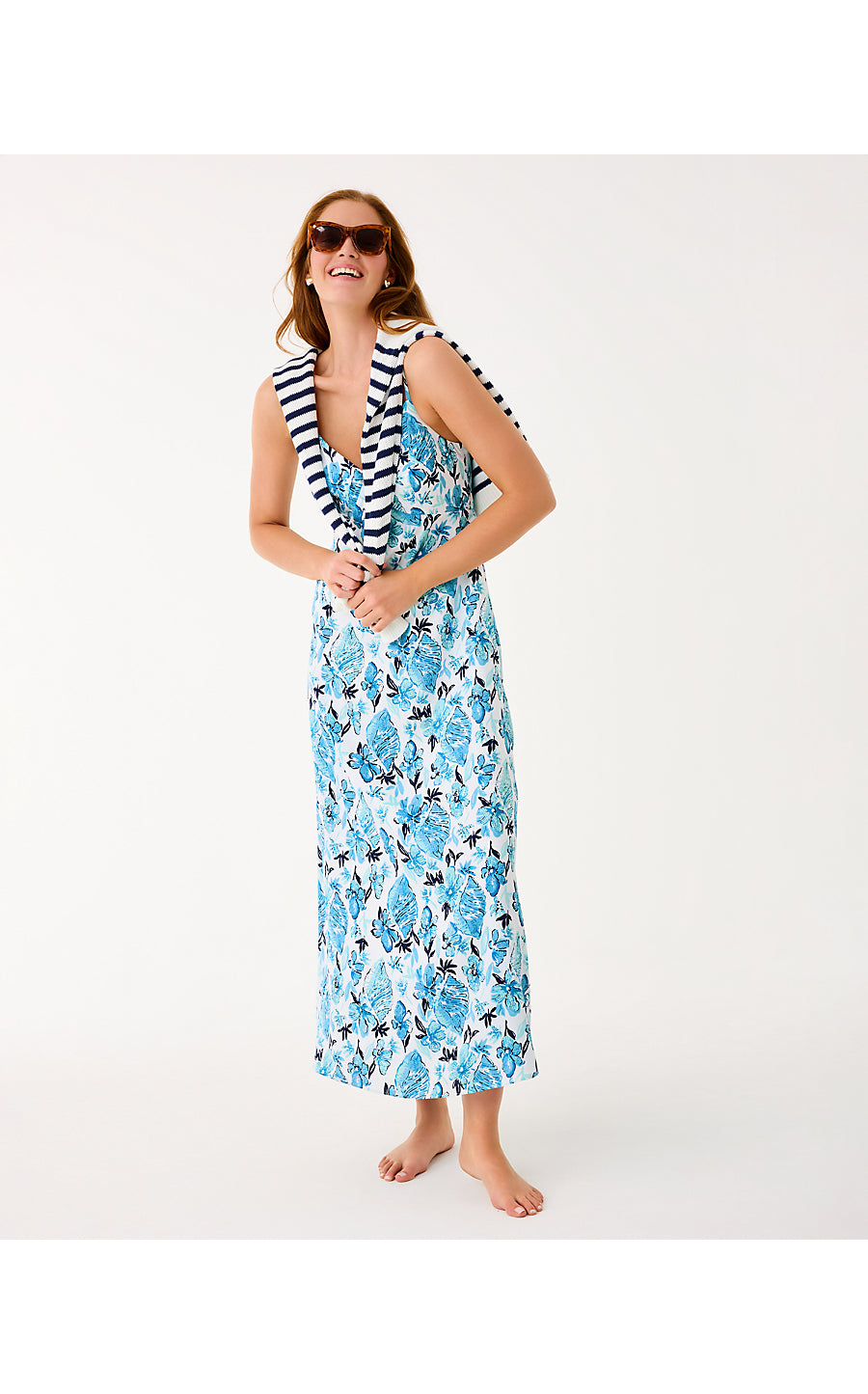 RAMSEY MAXI DRESS, RESORT WHITE SEASHELL SPLENDOR