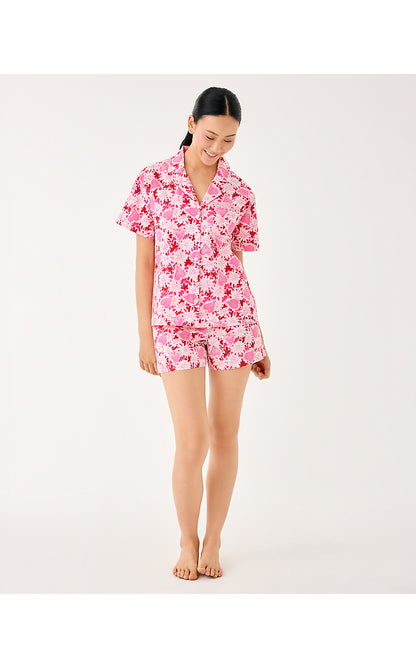 MARI PJ BUTTON-UP TOP, COCONUT DEAR HEART