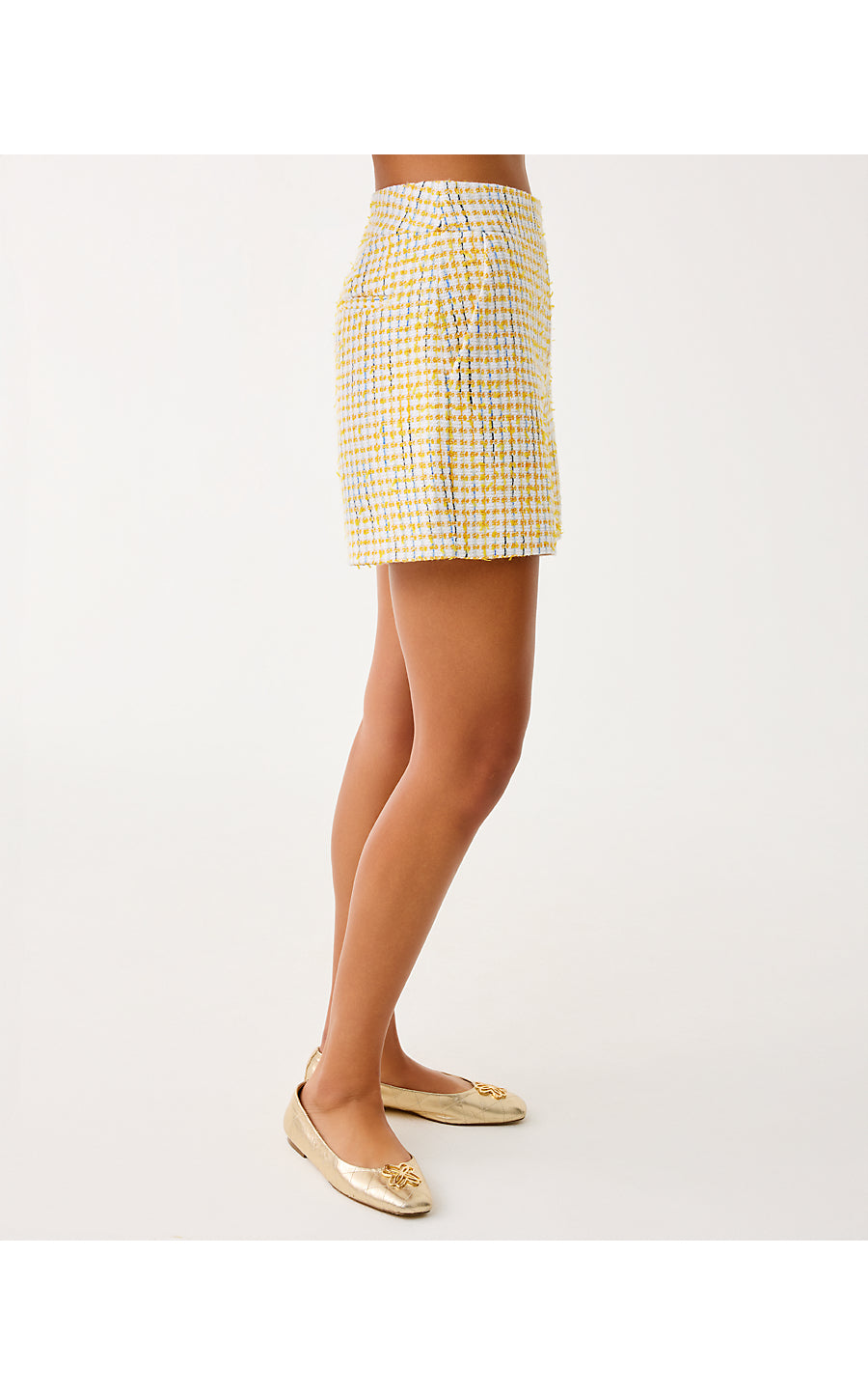 SARISSA BOUCLE SHORT, LIMONCELLO SPACEDYE STRIPE BOUCLE