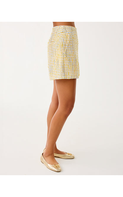 SARISSA BOUCLE SHORT, LIMONCELLO SPACEDYE STRIPE BOUCLE