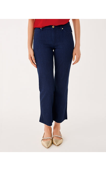 LINDESSA EMBELLISHED CROP PANT, DARK WASH