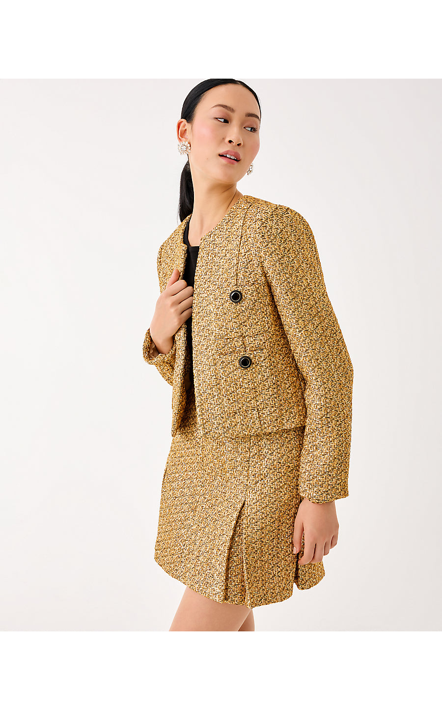 ROHANA BOUCLE JACKET, GOLD METALLIC GOLDEN GLOW BOUCLE
