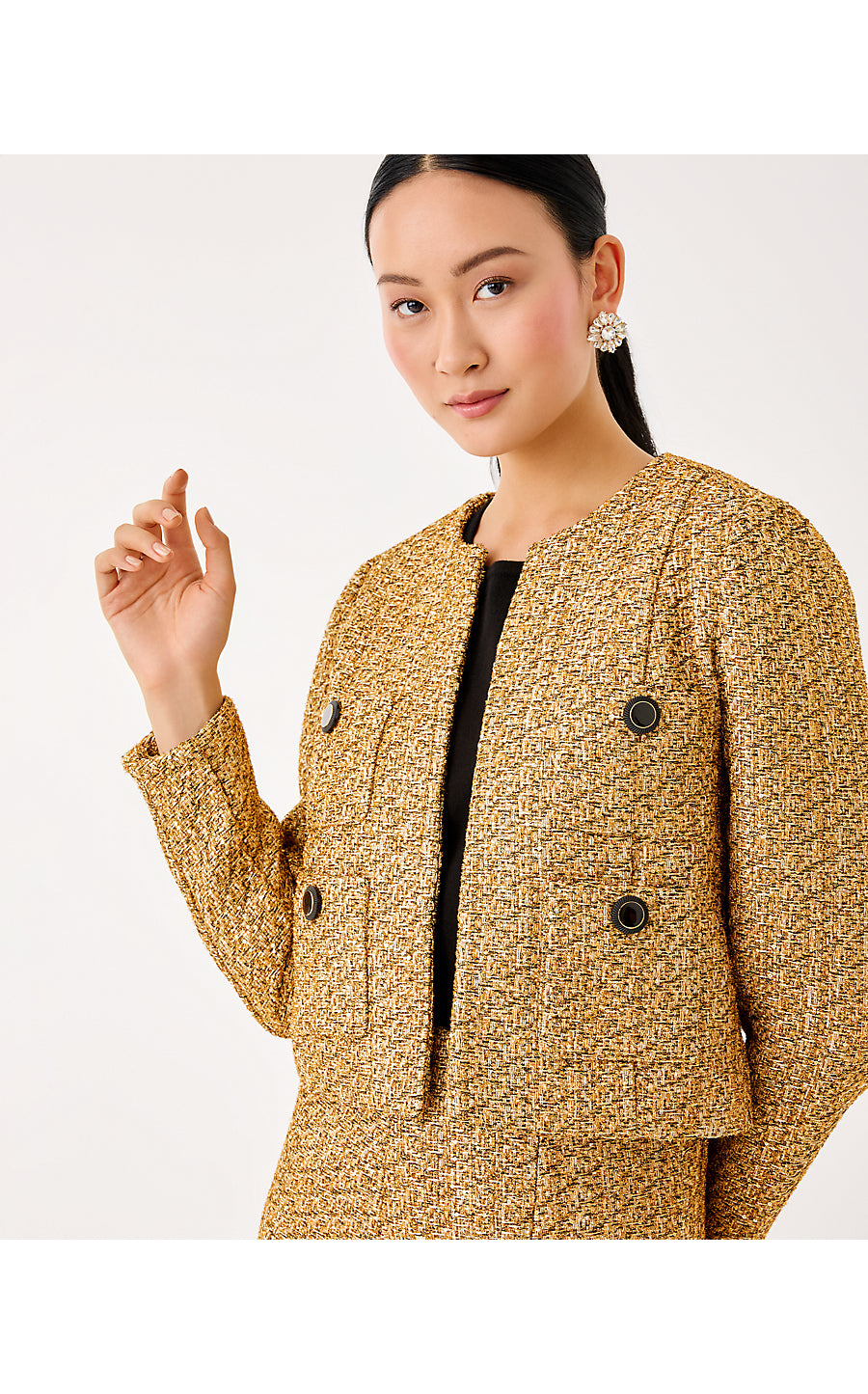 ROHANA BOUCLE JACKET, GOLD METALLIC GOLDEN GLOW BOUCLE