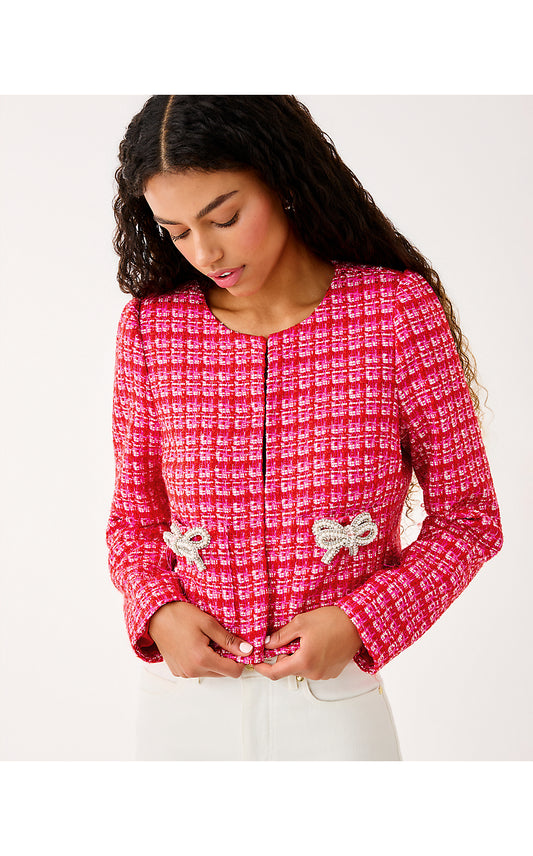 KIMIA BOUCLE JACKET, CRANBERRY RED FIESTA BOUCLE