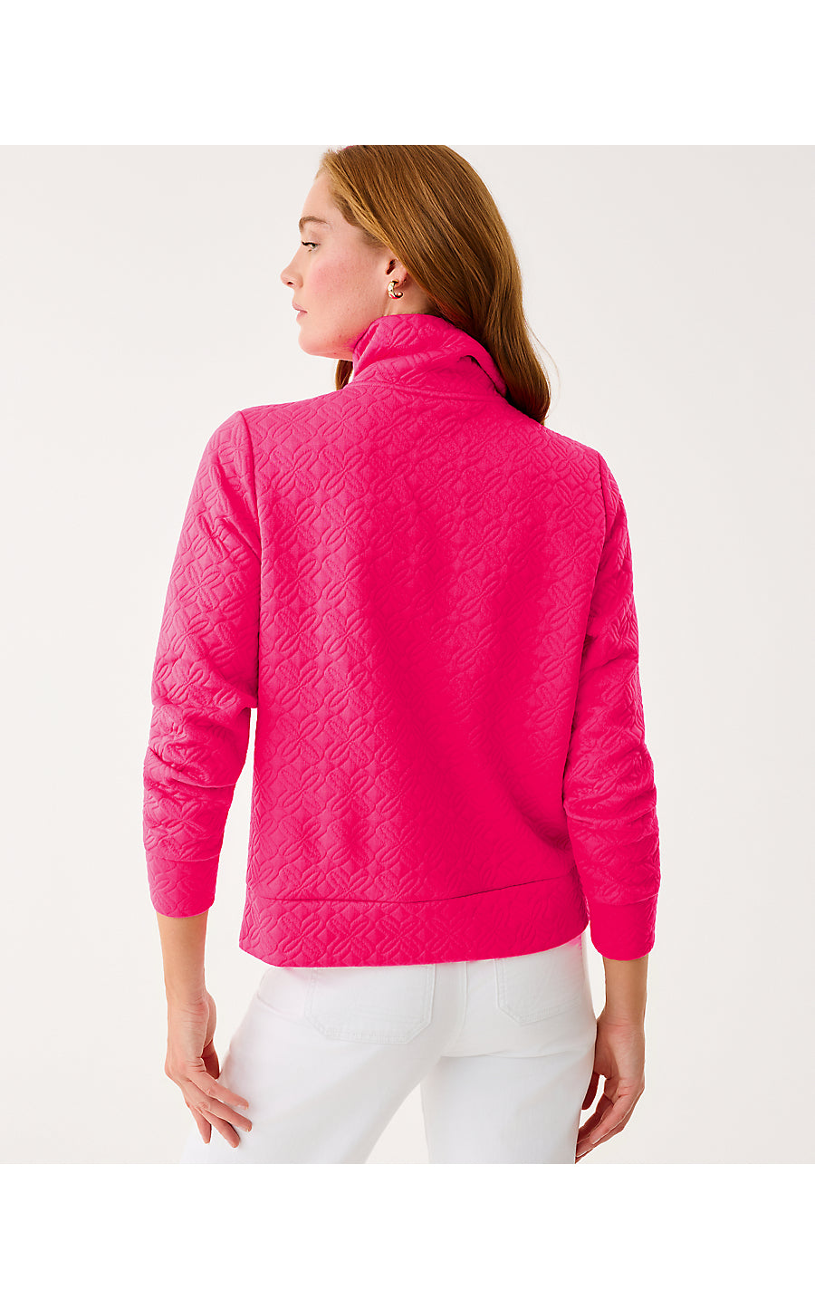 ELENI PULLOVER, SUN SHELL PINK BUTTERFLY QUILTED KNIT