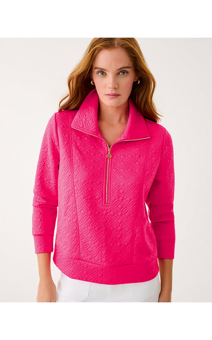 ELENI PULLOVER, SUN SHELL PINK BUTTERFLY QUILTED KNIT