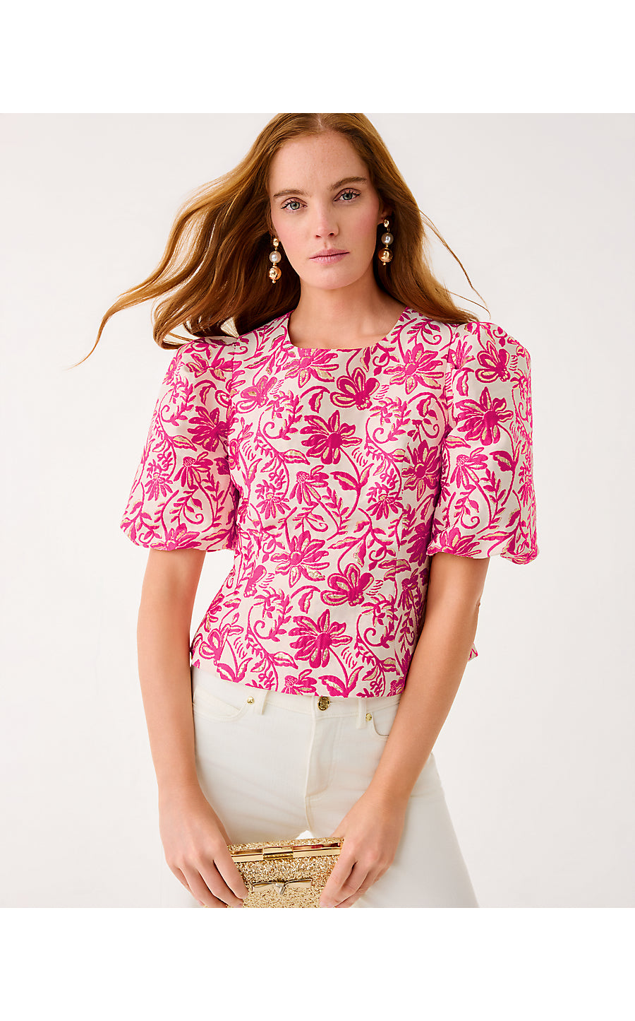 MEDORA JACQUARD TOP, SUN SHELL PINK SUNSEEKER JACQUARD
