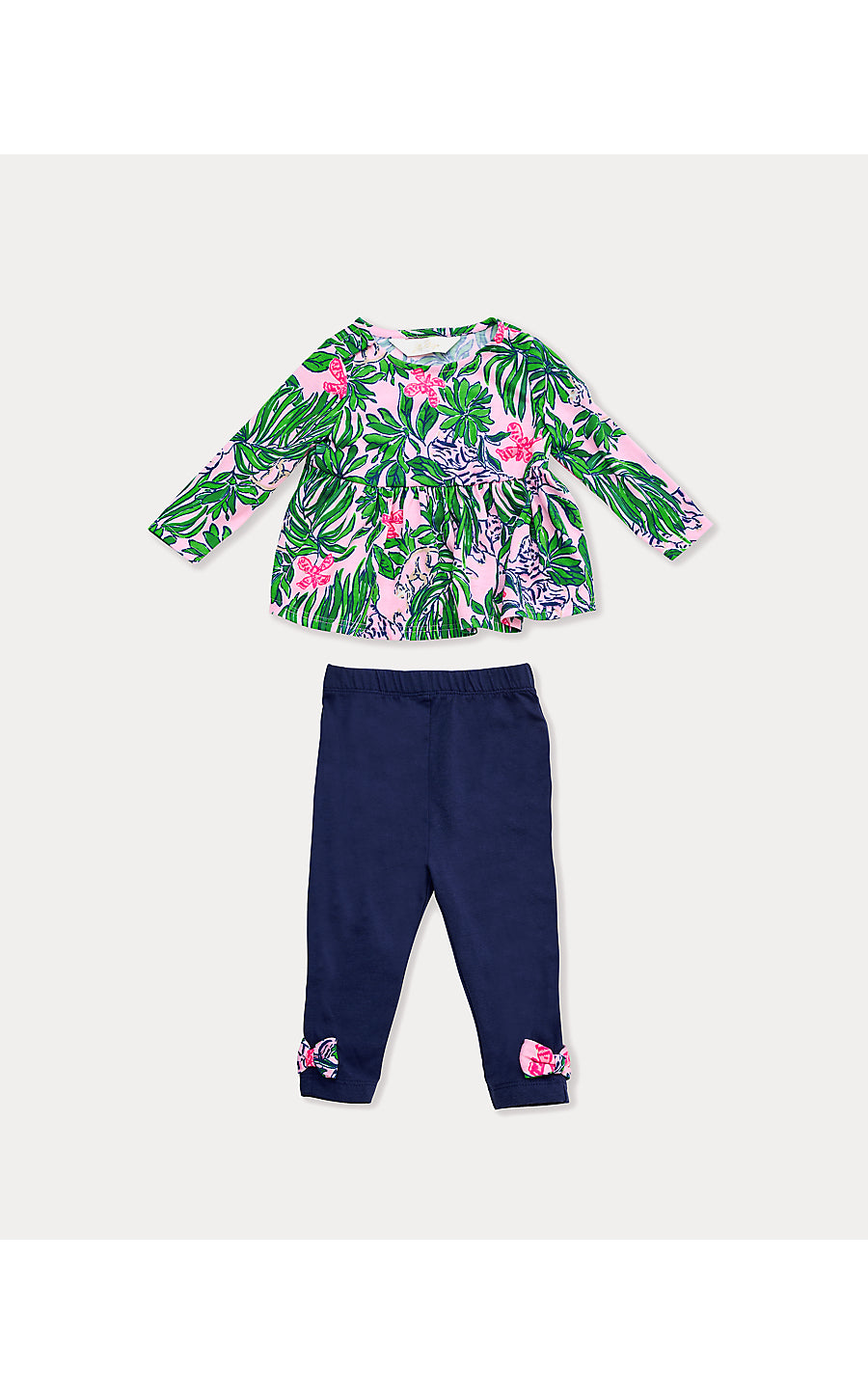HOLLEE INFANT TUNIC & LEGGING, CONCH SHELL PINK ROARING WITH JOY