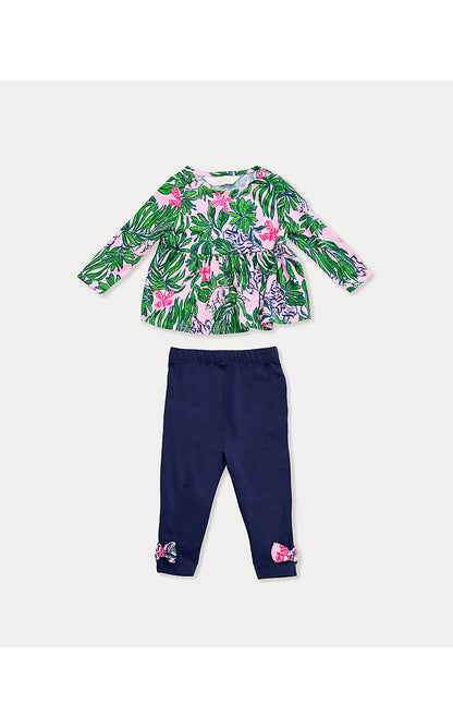 HOLLEE INFANT TUNIC & LEGGING, CONCH SHELL PINK ROARING WITH JOY