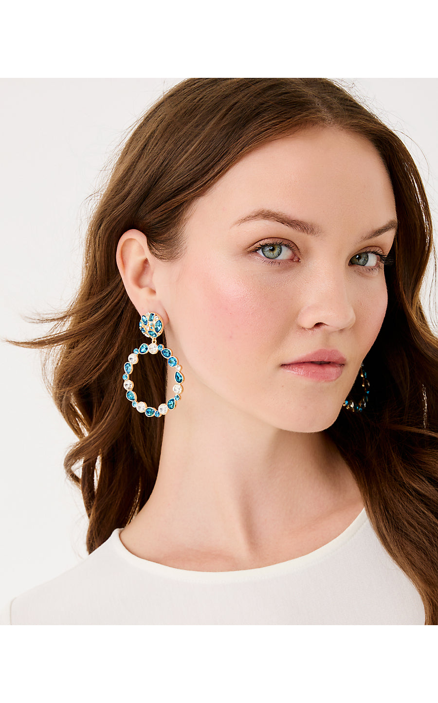 PARTY PUNCH HOOP EARRINGS, BELLEVUE BLUE