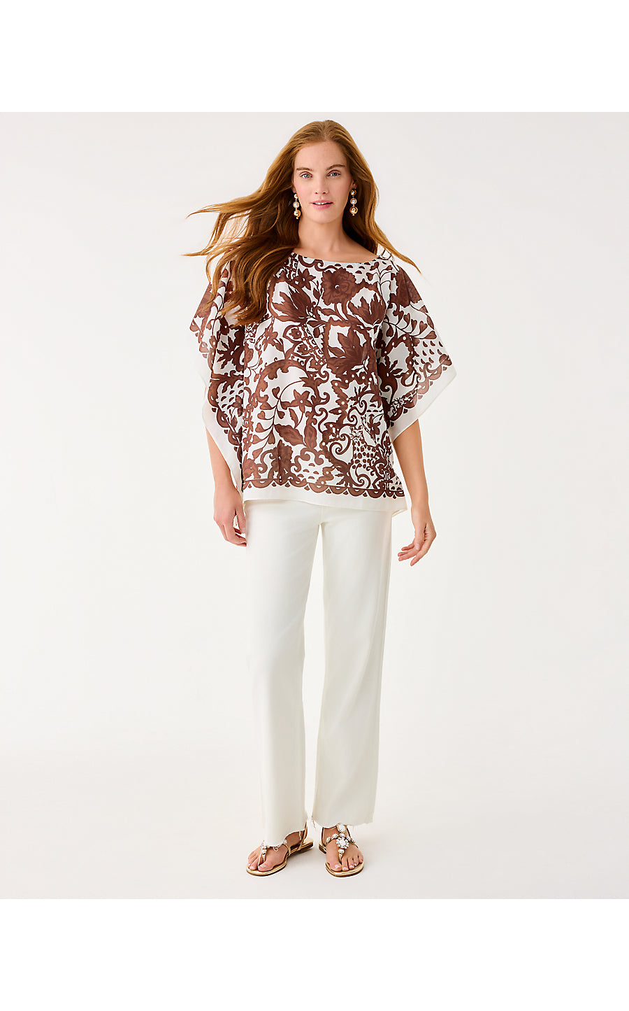 BRITTINA TUNIC, BEACHCOMBER BROWN SPICY SOCIALITE ENGINEERED TUNIC SM