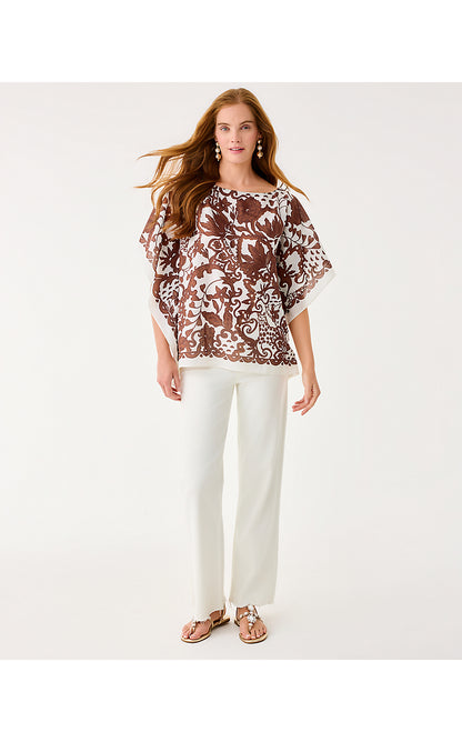 BRITTINA TUNIC, BEACHCOMBER BROWN SPICY SOCIALITE ENGINEERED TUNIC SM