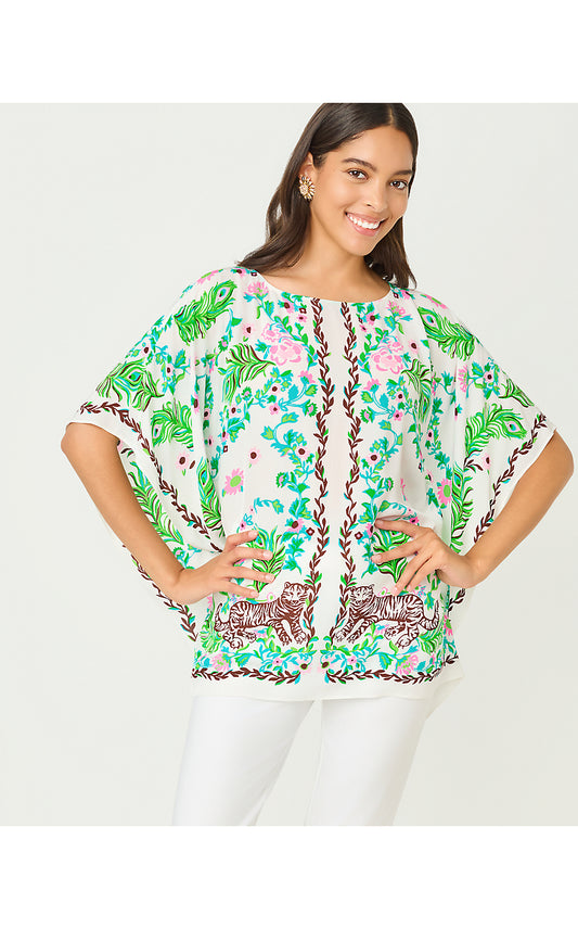 BRITTINA TUNIC, RESORT WHITE ROYAL ZOO ENGINEERED TUNIC SM