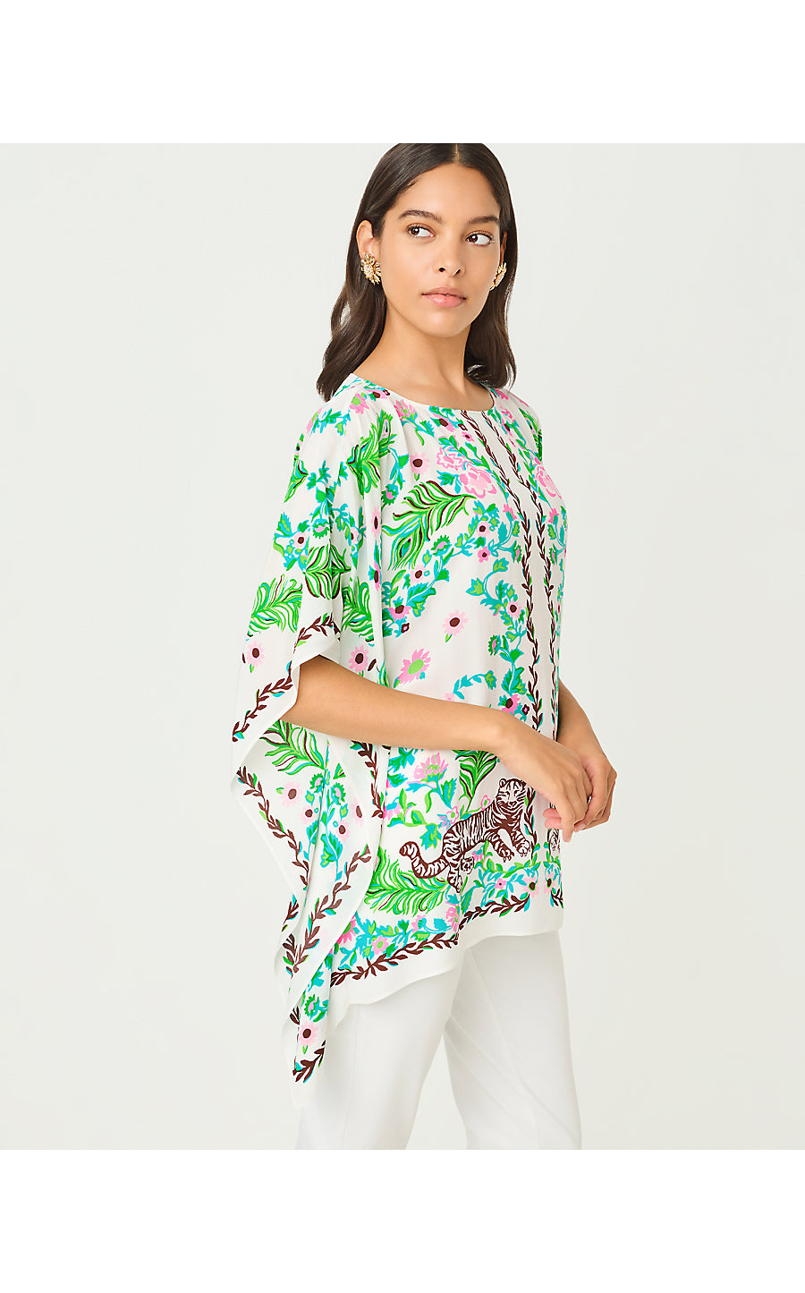 BRITTINA TUNIC, RESORT WHITE ROYAL ZOO ENGINEERED TUNIC SM