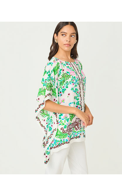 BRITTINA TUNIC, RESORT WHITE ROYAL ZOO ENGINEERED TUNIC SM