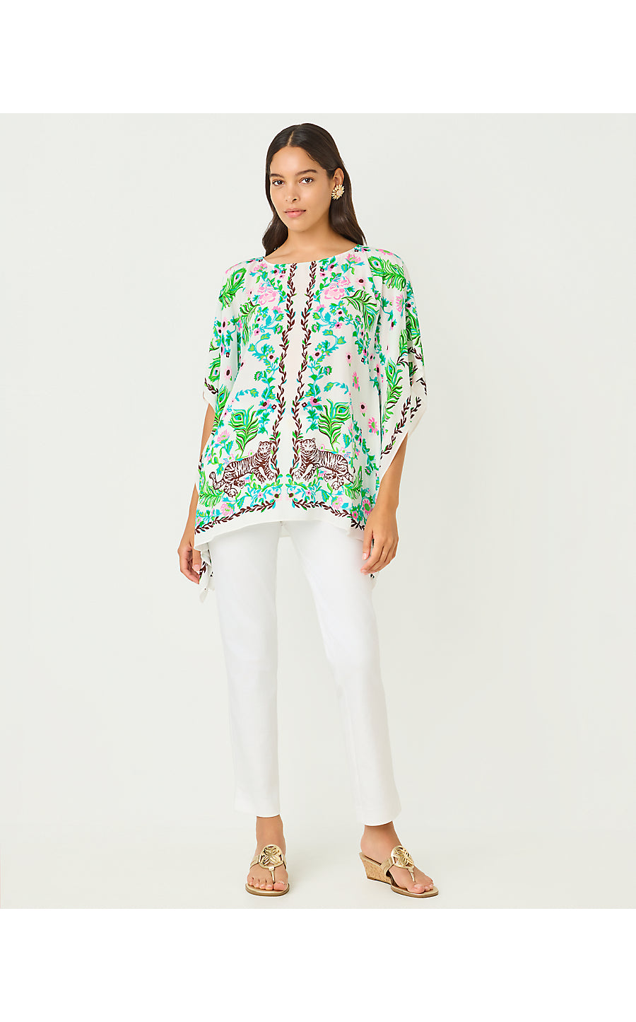 BRITTINA TUNIC, RESORT WHITE ROYAL ZOO ENGINEERED TUNIC SM
