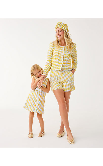 MINI ARIA SHIFT, LIMONCELLO SPACEDYE STRIPE BOUCLE