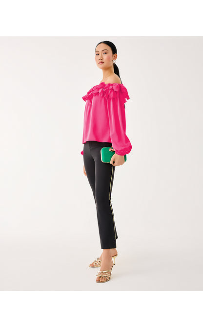 ANA EMBELLISHED CROP FLARE PANT, NOIR
